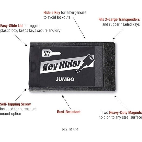 2 Pack Lucky Line Jumbo Magnetic Key Hider Case for Large Keys & Transponders - Picture 6 of 9